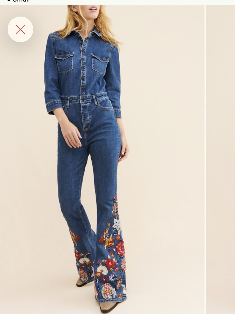 DRIFTWOOD Farrah Denim Jumpsuit with Embroidery